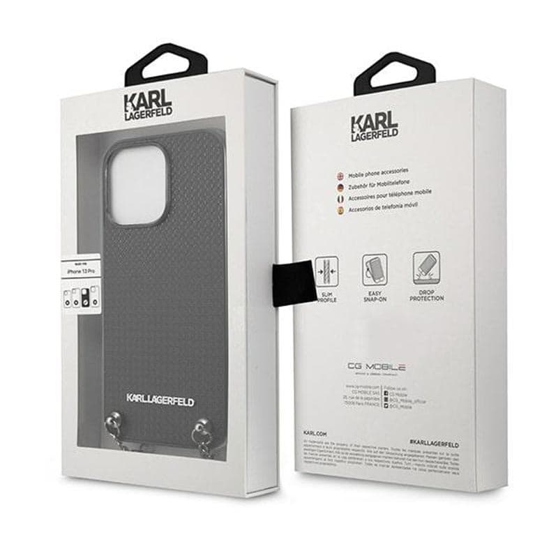 Karl Lagerfeld Leather Textured and Chain - Case for iPhone 13 Pro (Black) 8