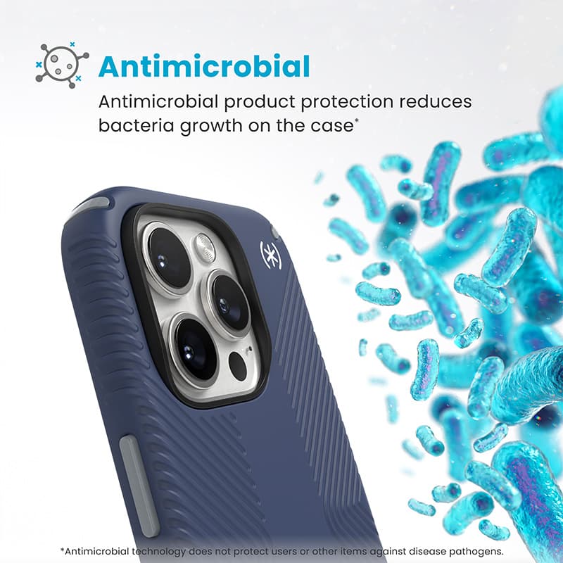 Speck Presidio2 Grip ClickLock & MagSafe - iPhone 16 Pro Case (Coastal Blue / Dust Gray / White) 5