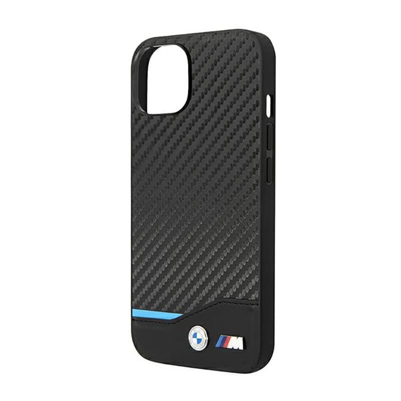BMW Leather Carbon Blue Line - Case for iPhone 14 (Black) 6