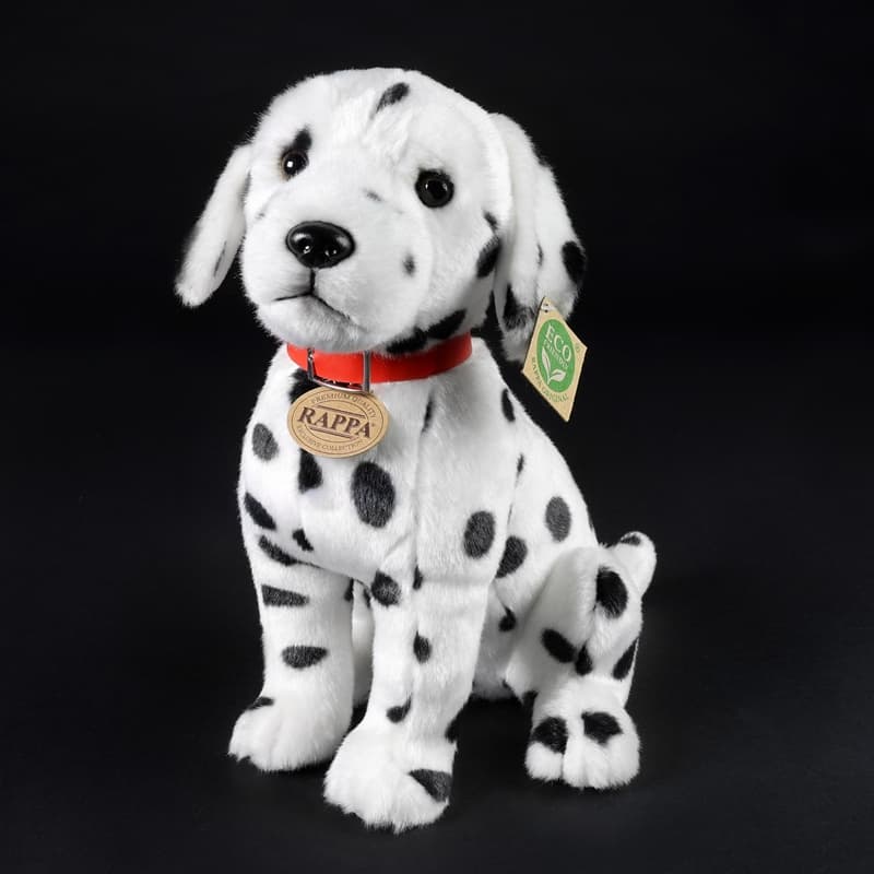 Rappa - Plush realistic Dalmatian dog mascot with collar sitting 30 cm Eco-Friendly 4