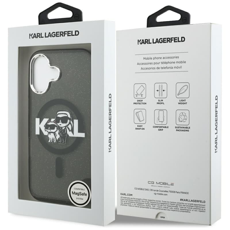 Karl Lagerfeld IML Glitter Karl & Choupette Sketch Logo MagSafe - Case iPhone 17 (Black) 8