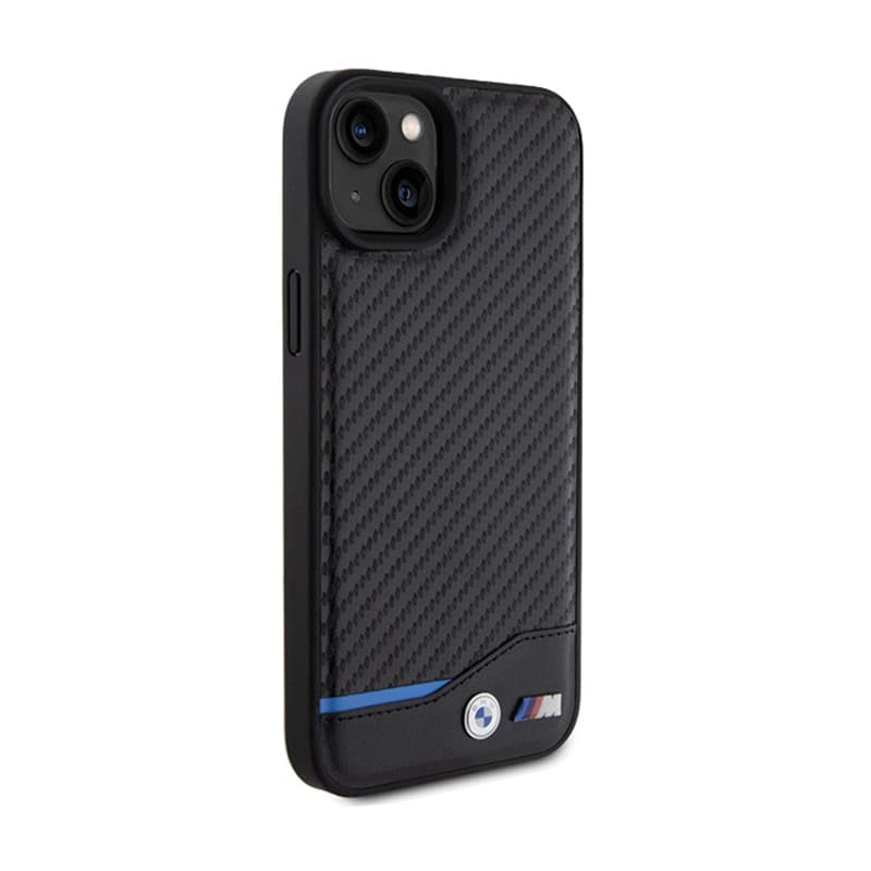 BMW Leather Carbon Blue Line - Case for iPhone 15 Plus (black) 4