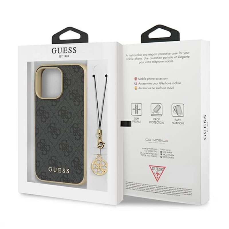 Guess 4G Charms Collection - Case for iPhone 13 Pro Max (Grey) 8