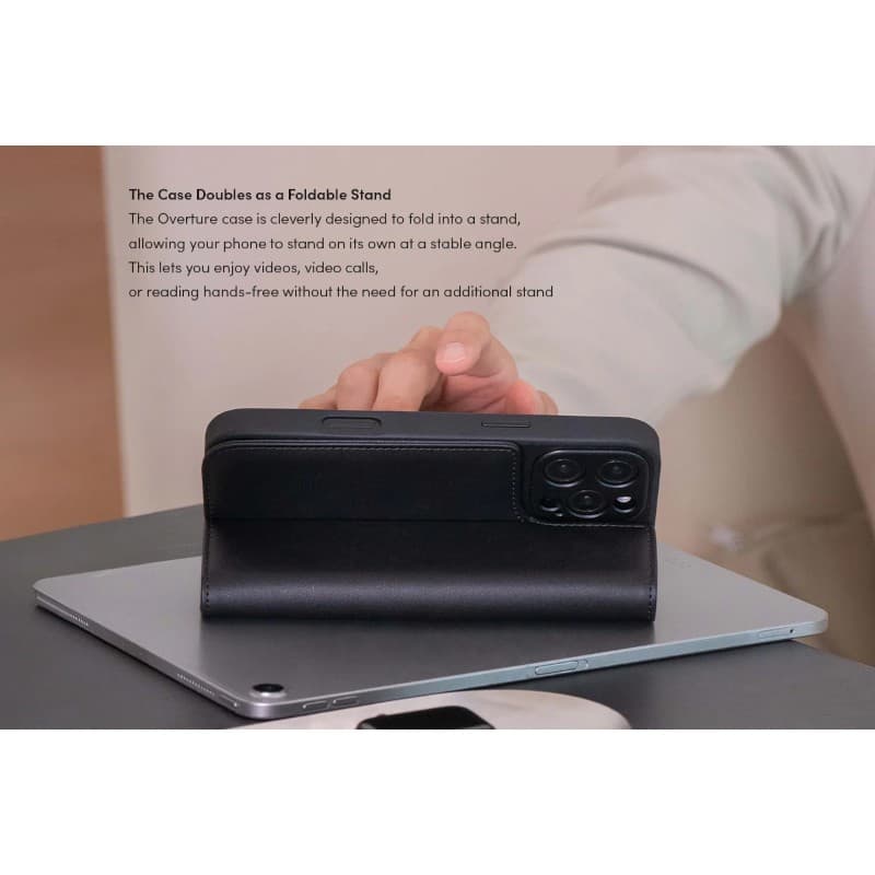 Moshi Overture MagSafe - 3-in-1 Leather Flip Case for iPhone 16 Pro Max (Charcoal Black) 7