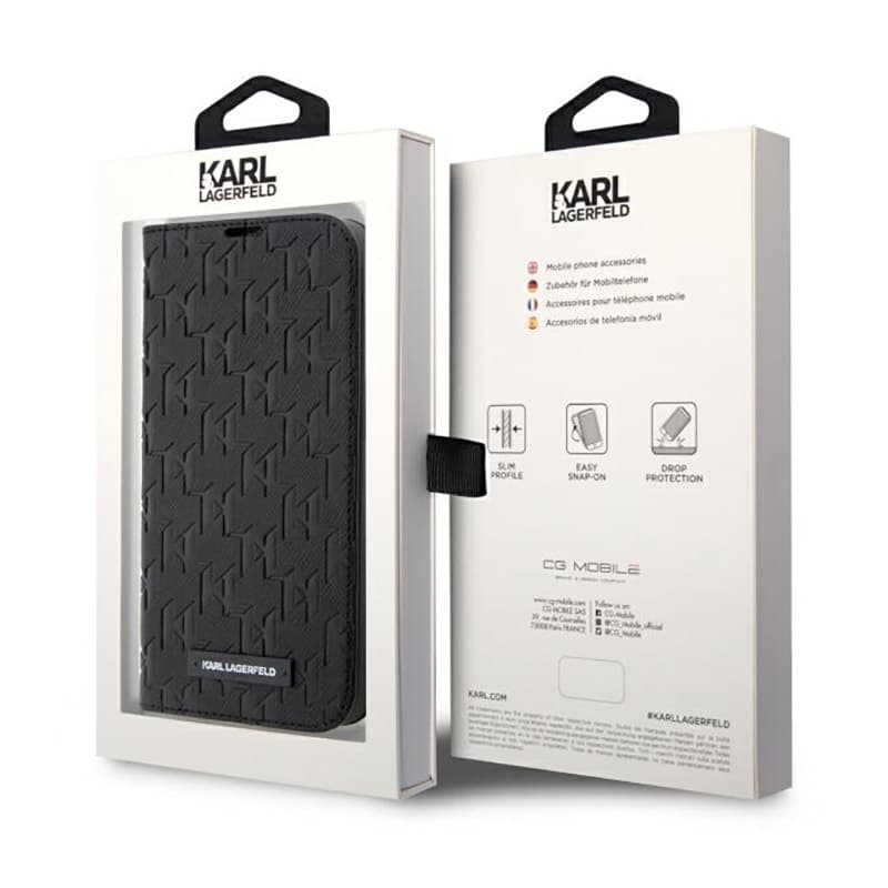 Karl Lagerfeld Booktype Saffiano Monogram - Case for iPhone 14 Pro (Black) 7