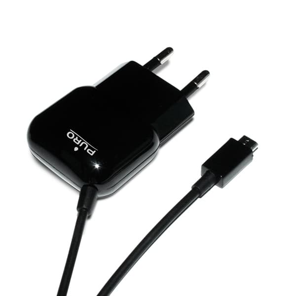 PURO Mini Travel Charger - Portable Wall Charger with Micro USB Cable (Black) 3