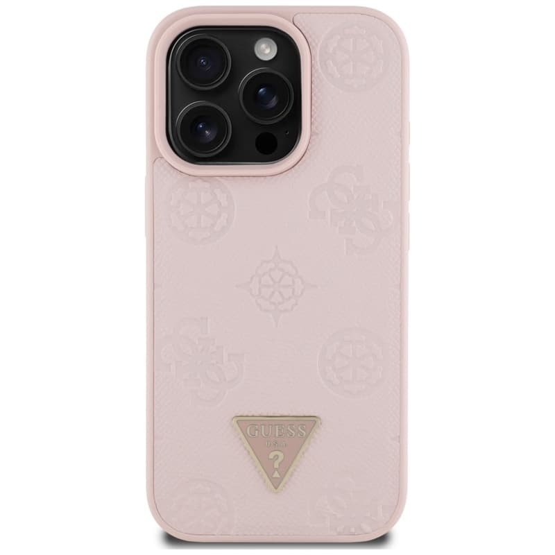 Guess Grained Hot Stamp Peony Triangle Logo MagSafe - Case for iPhone 16 Pro (pink) 3