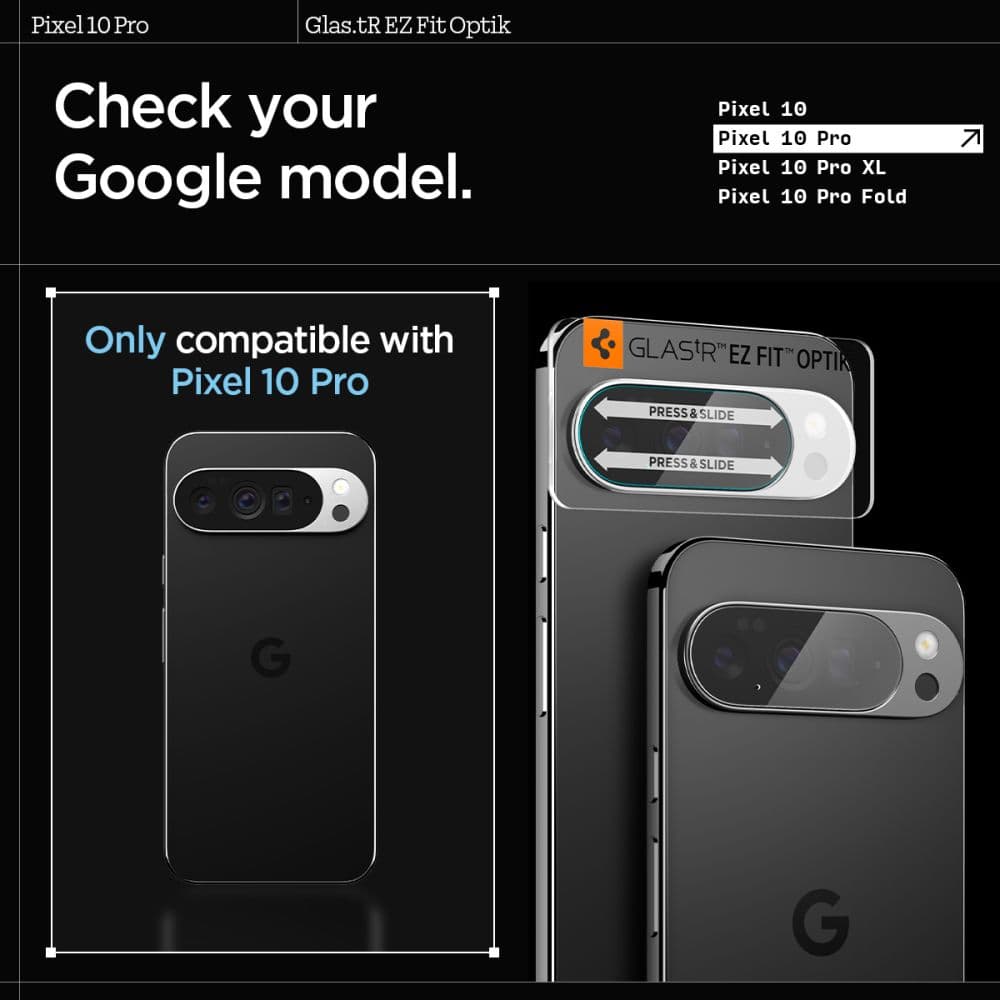 Spigen Optik GLAS.TR Camera Protector 2-Pack - Lens Protector for Google Pixel 10 Pro (Crystal Clear) 8