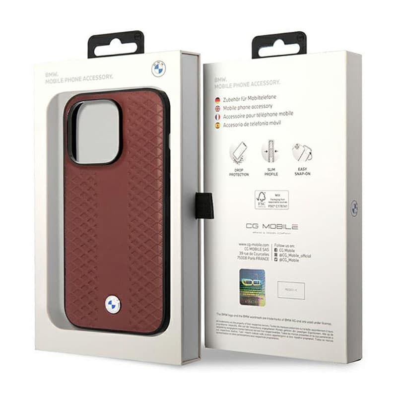 BMW Leather Diamond Pattern MagSafe - Case for iPhone 14 Pro (Burgundian) 8