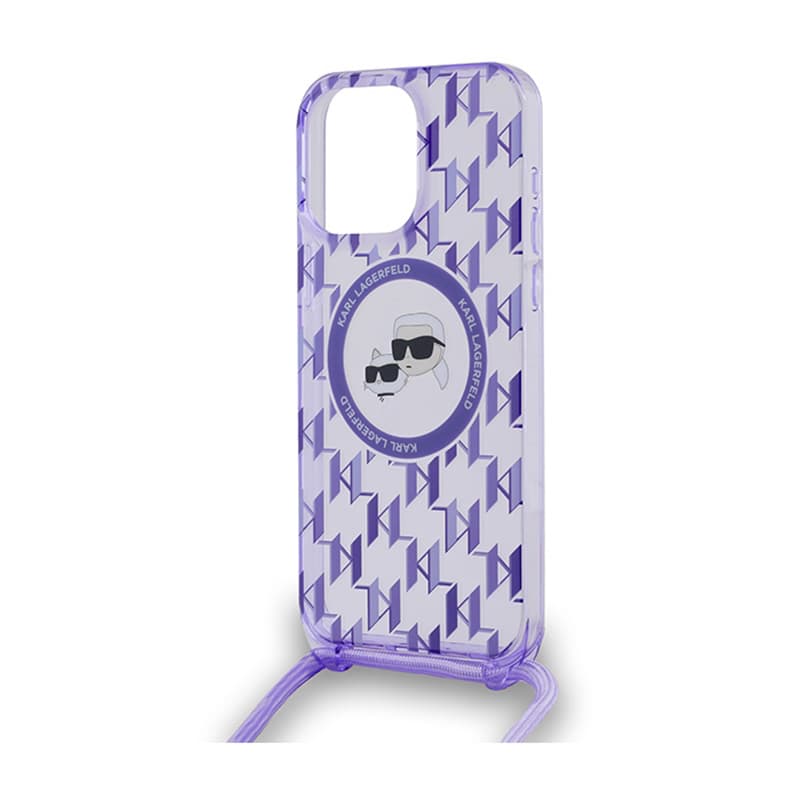 Karl Lagerfeld IML Crossbody Monogram Karl & Choupette Head MagSafe - Case for iPhone 15 Pro Max (Purple) 5
