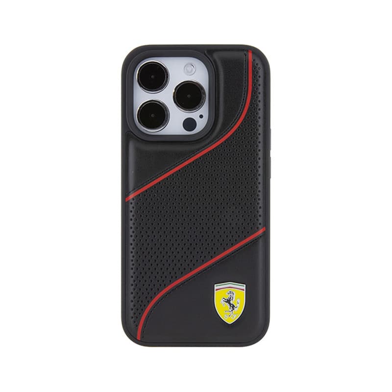 Ferrari Perforated Waves Metal Logo - iPhone 15 Pro Case (black) 3