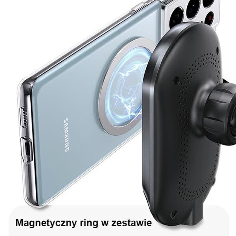 USAMS US-CD182 - Magnetic car holder with 15W wireless charging (Black) 7