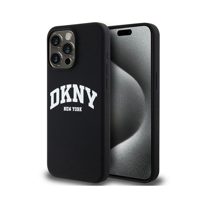 DKNY Liquid Silicone White Printed Logo MagSafe - Case for iPhone 15 Pro Max (black)