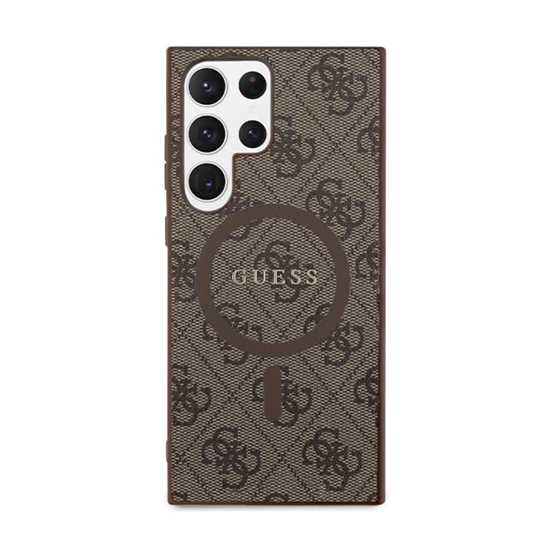 Guess 4G Collection Leather Metal Logo MagSafe - Case Samsung Galaxy S24 Ultra (Brown) 3