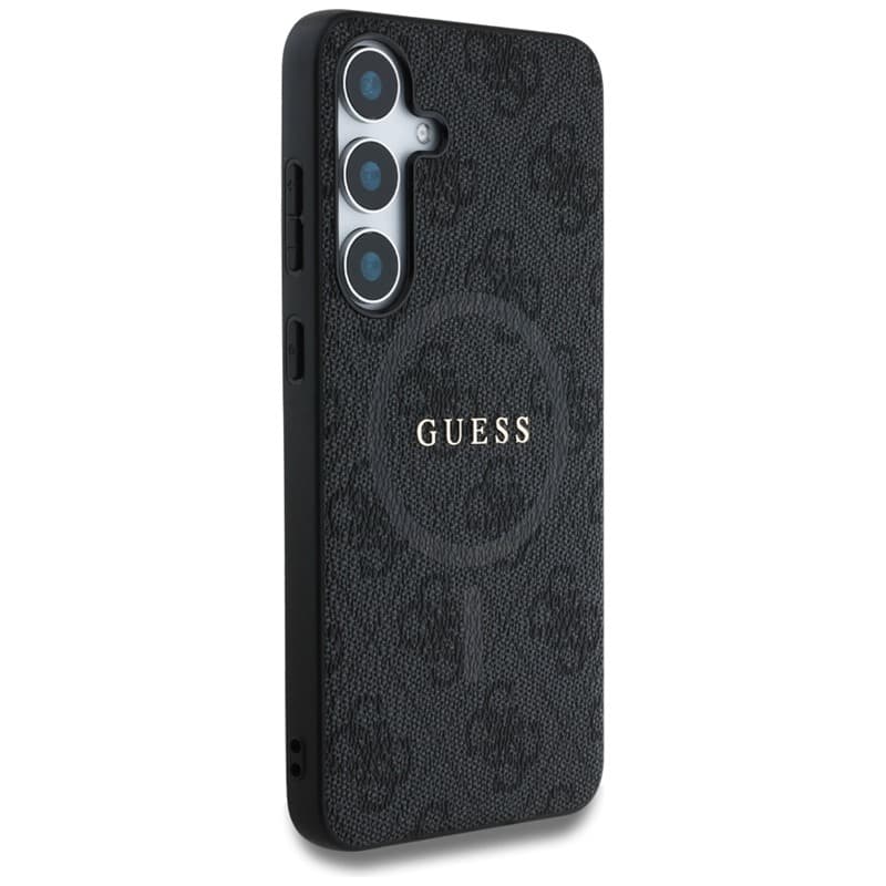 Guess Leather 4G Colored Ring Classic Logo MagSafe - Case for Samsung Galaxy S25+ (black) 4