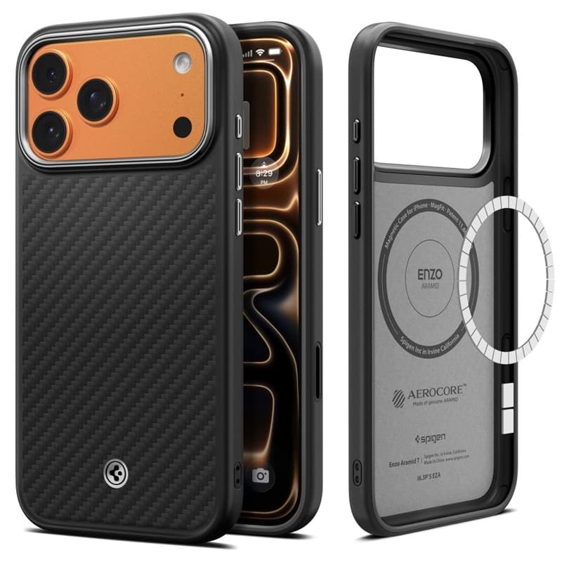 Spigen Enzo Aramid T Mag MagSafe - Case for iPhone 17 Pro (Black/Silver) 1