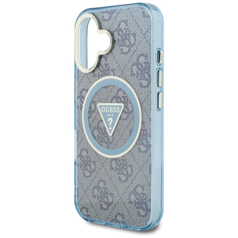Guess IML Metal Glitter 4G Circle Triangle MagSafe - Case for iPhone 16 (blue) 6