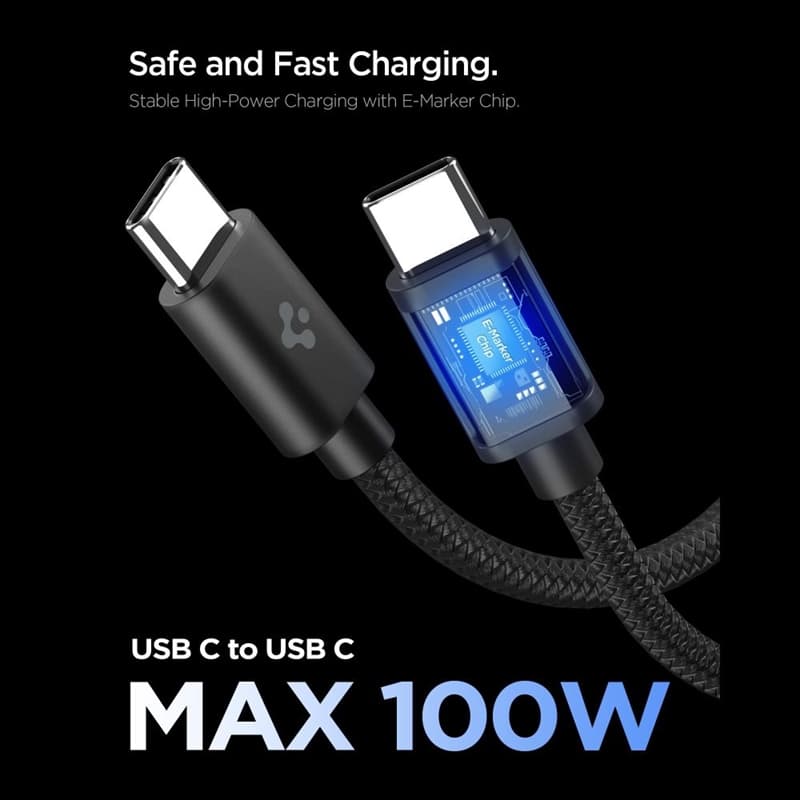 Spigen EE451EU Essential GaN Pro - USB-C PD PPS 45W Wall Charger + 1m USB-C Cable (Black) 4