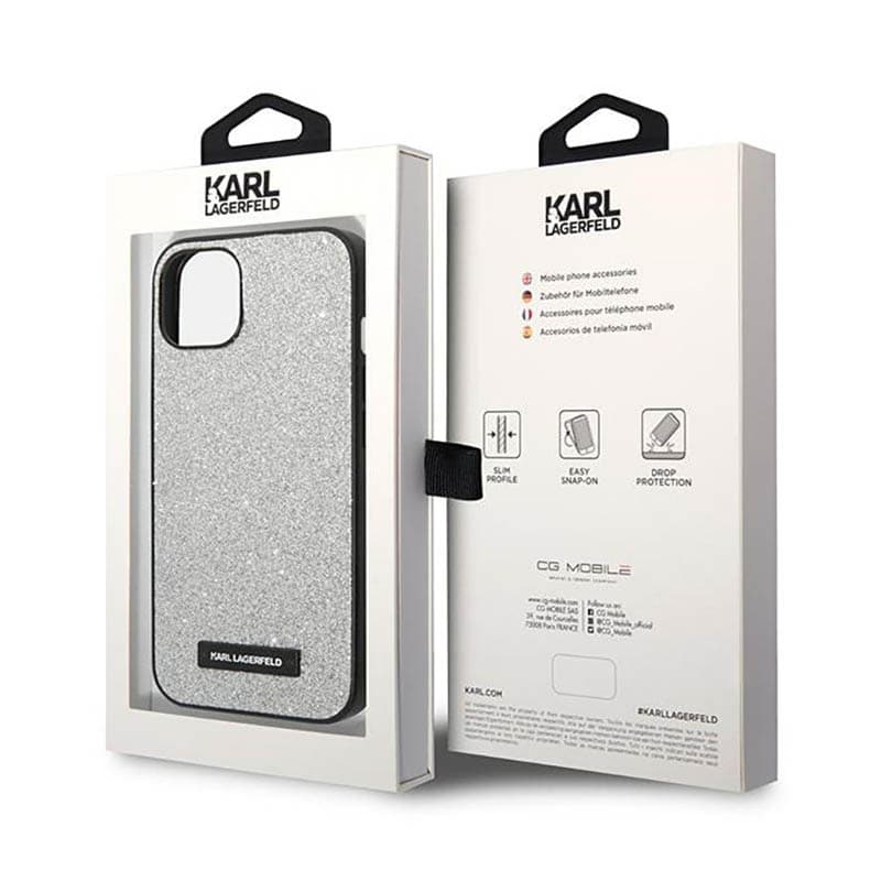 Karl Lagerfeld Glitter Plaque Logo - Case for iPhone 14 Plus (Silver) 8