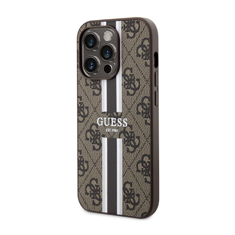Guess 4G Printed Stripes MagSafe - Case for iPhone 14 Pro Max (Brown) 2