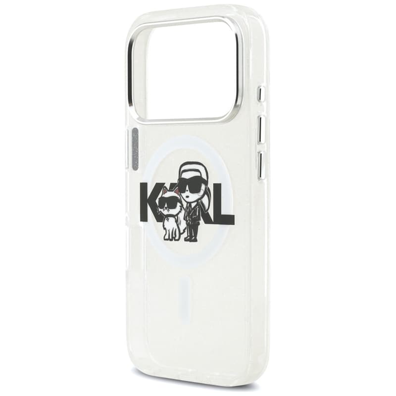 Karl Lagerfeld IML Glitter Karl & Choupette Sketch Logo MagSafe - Case for iPhone 17 Pro (transparent) 6