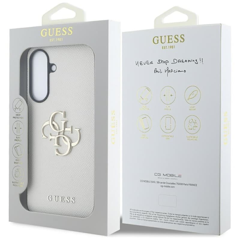 Guess Grained Big 4G Logo Small Classic Logo - Case for Samsung Galaxy A56 5G (beige) 7