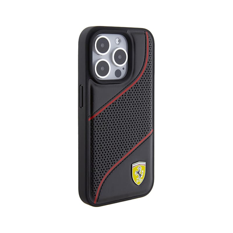 Ferrari Perforated Waves Metal Logo - iPhone 15 Pro Case (black) 4
