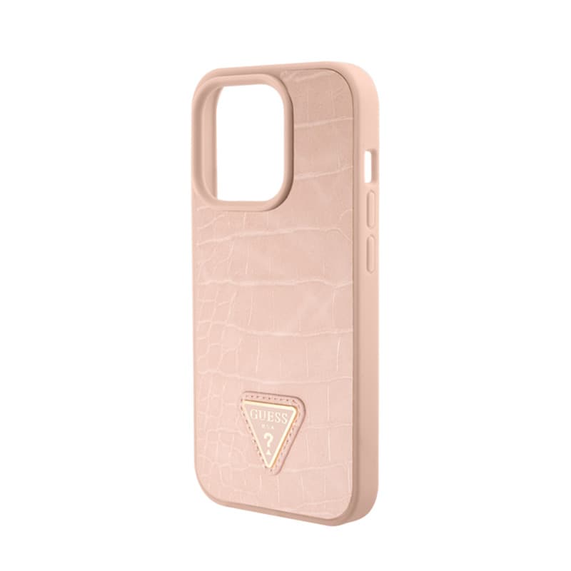 Guess Croco Triangle Metal Logo - Case for iPhone 15 Pro (Pink) 7