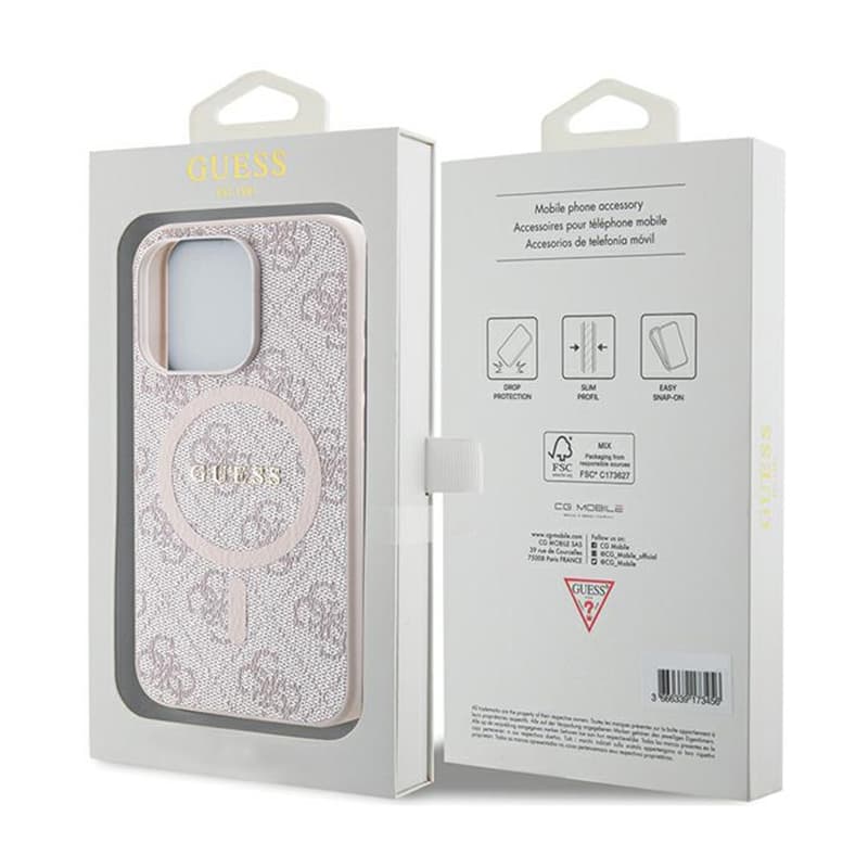 Guess 4G Collection Leather Metal Logo MagSafe - Case for iPhone 15 Pro Max (pink) 8