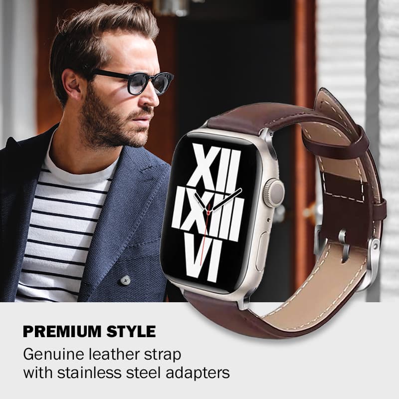 Crong Noble Band - Genuine Leather Strap for Apple Watch 38/40/41/42 mm (Espresso) 8