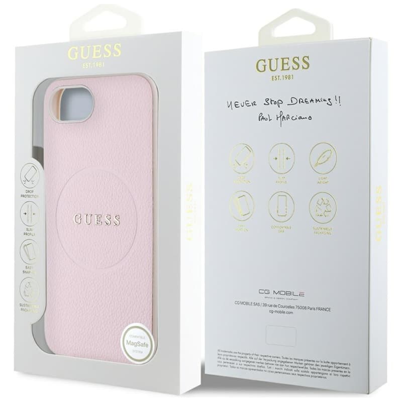 Guess Grained Ring MagSafe - Case for iPhone 16e (pink) 8
