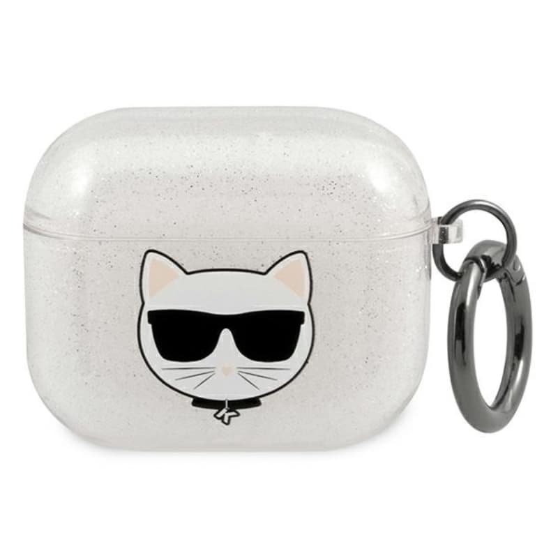 Karl Lagerfeld Choupette Head Glitter - Case for AirPods 3 (Silver) 1
