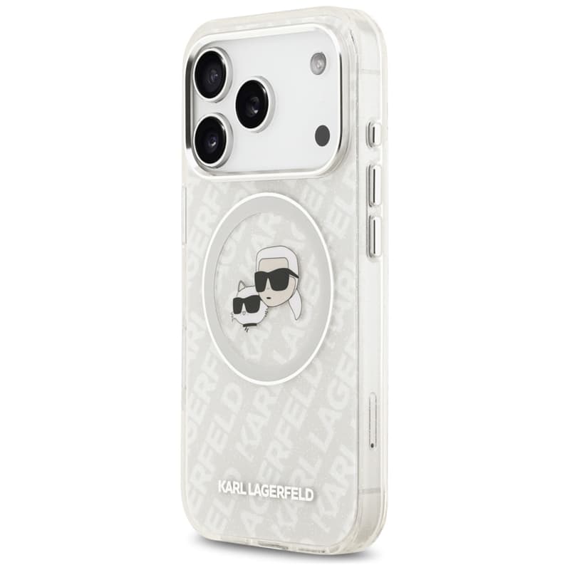 Karl Lagerfeld IML Glitter Karl & Choupette Heads Logo MagSafe - Case for iPhone 17 Pro Max (gray) 2