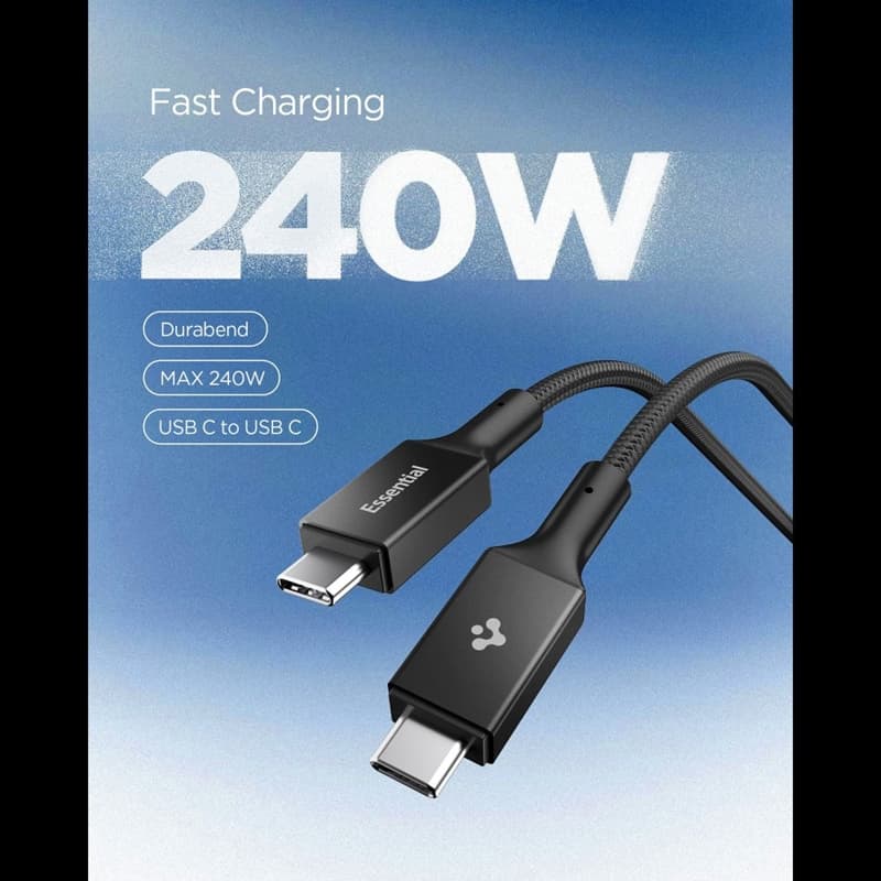 Spigen EB24015CC Essential - USB-C to USB-C PD Cable 240W 1.5m (Black) 3