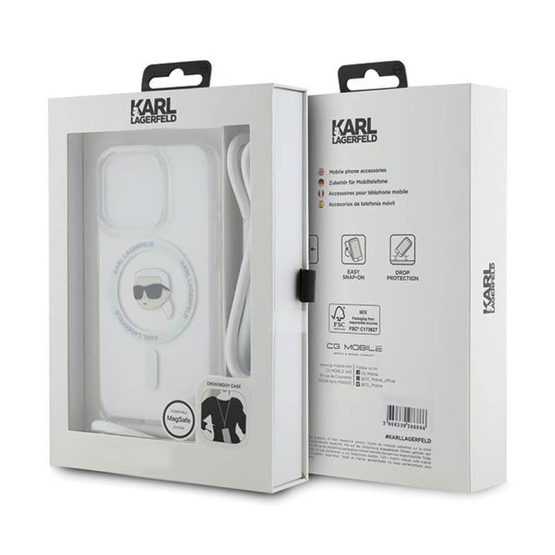 Karl Lagerfeld Crossbody IML Karl Head MagSafe - iPhone 15 Pro Max Case (Transparent) 7
