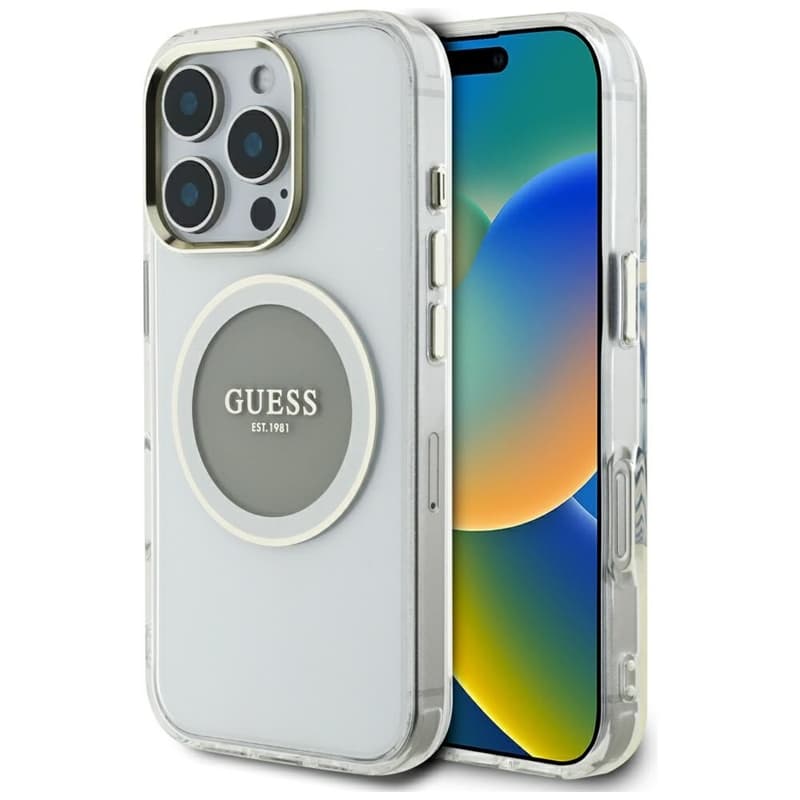 Guess IML Metal Colored Circle Classic Logo MagSafe - Case for iPhone 16 Pro (gray) 1