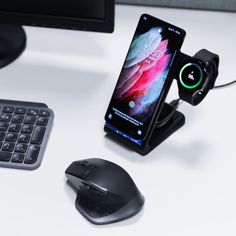 Crong - GaN PD 35W charger set plus PowerSpot Pivot Stand 3-in-1 wireless charger for iPhone, Samsung & Android 2