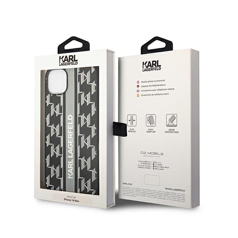 Karl Lagerfeld Monogram Stripe - Case for iPhone 14 Plus (Grey) 8