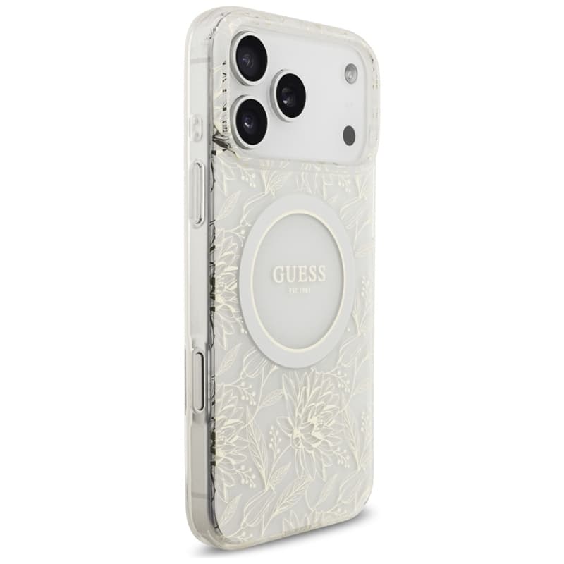 Guess IML Flowers Electro Pearl Strap MagSafe - Case iPhone 17 Pro Max (white) 4