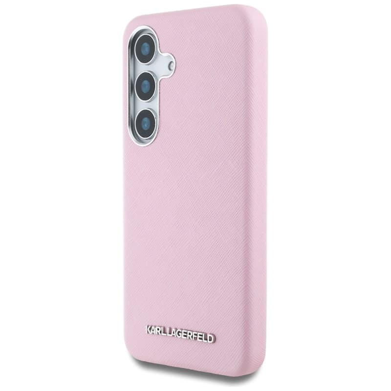 Karl Lagerfeld Saffiano Full Wrapped Elongated Metal Logo MagSafe - Case for Samsung Galaxy S25+ (pink) 2