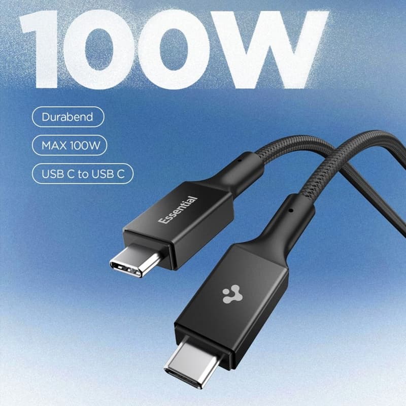 Spigen EB10010CC Essential - USB-C to USB-C PD Cable 100W 1m (Black) 3