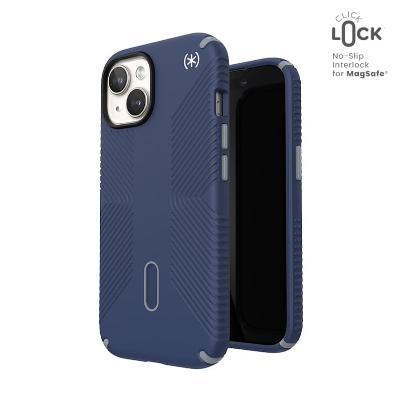 Speck Presidio2 Grip ClickLock & MagSafe - iPhone 17e / 16e / 15 / 14 / 13 Case (Coastal Blue / Dust Gray / White)