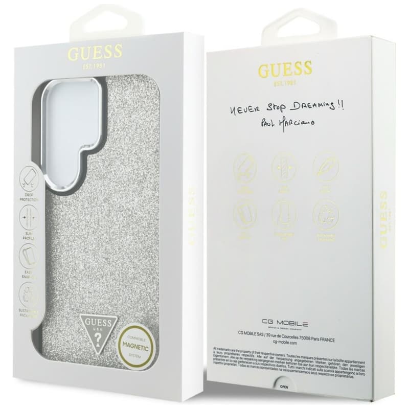 Guess Fixed Glitter Triangle MagSafe - Samsung Galaxy S26 Ultra Case (Silver) 8