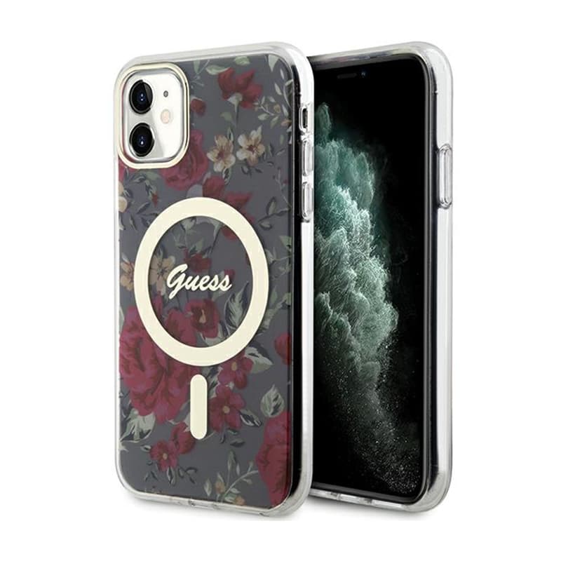 Guess Flower MagSafe - Case for iPhone 11 (Green)