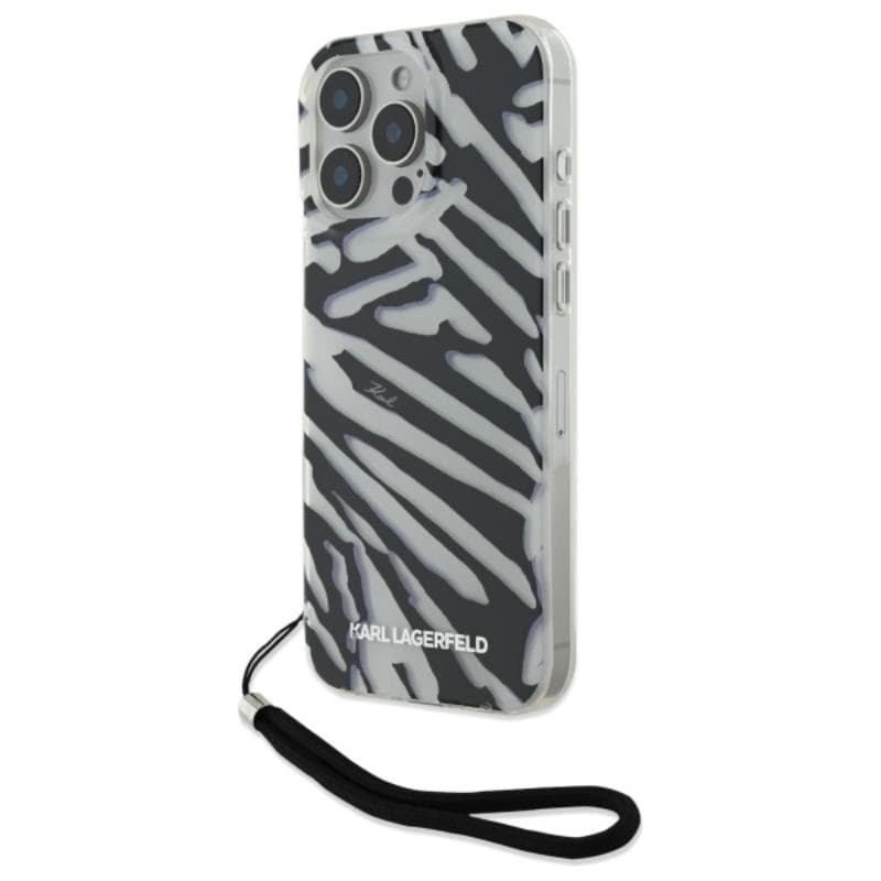 Karl Lagerfeld IML Zebra Pattern & Cord - Case for iPhone 16 Pro (black)