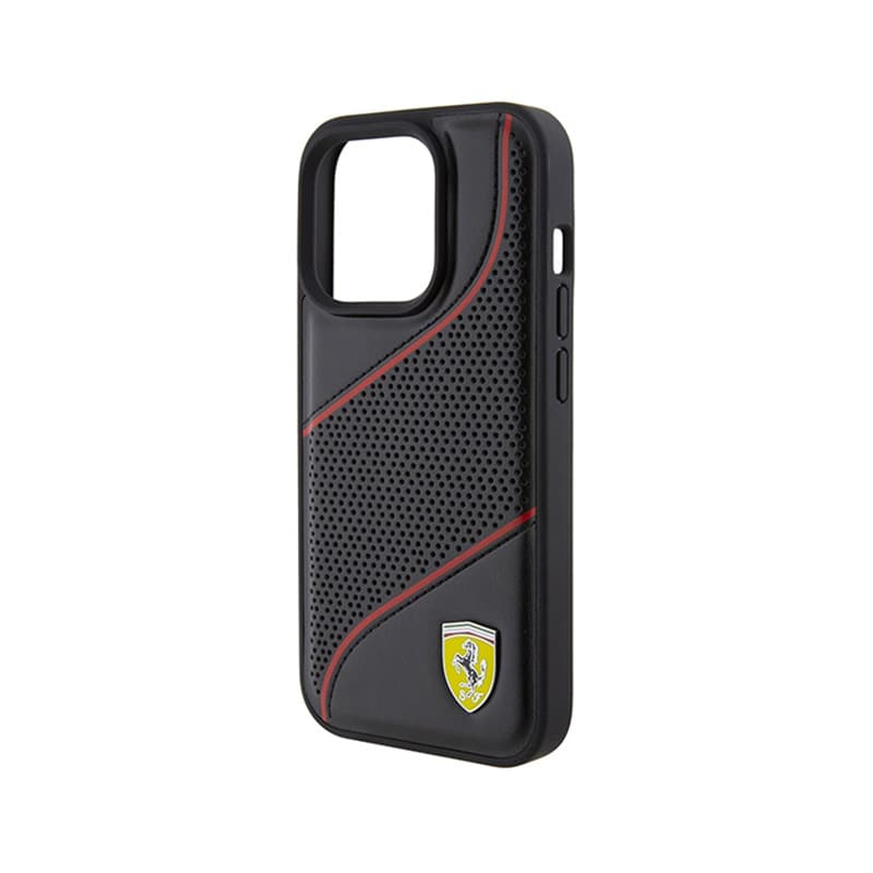 Ferrari Perforated Waves Metal Logo - iPhone 15 Pro Case (black) 6