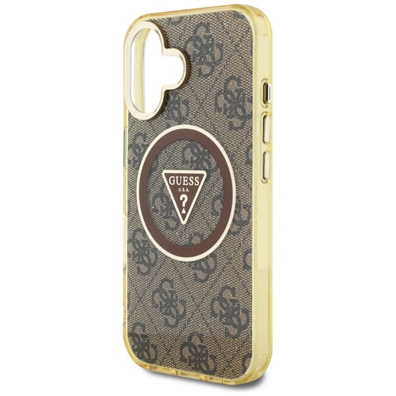 Guess IML Metal Glitter 4G Circle Triangle MagSafe - Case for iPhone 16 (brown) 6
