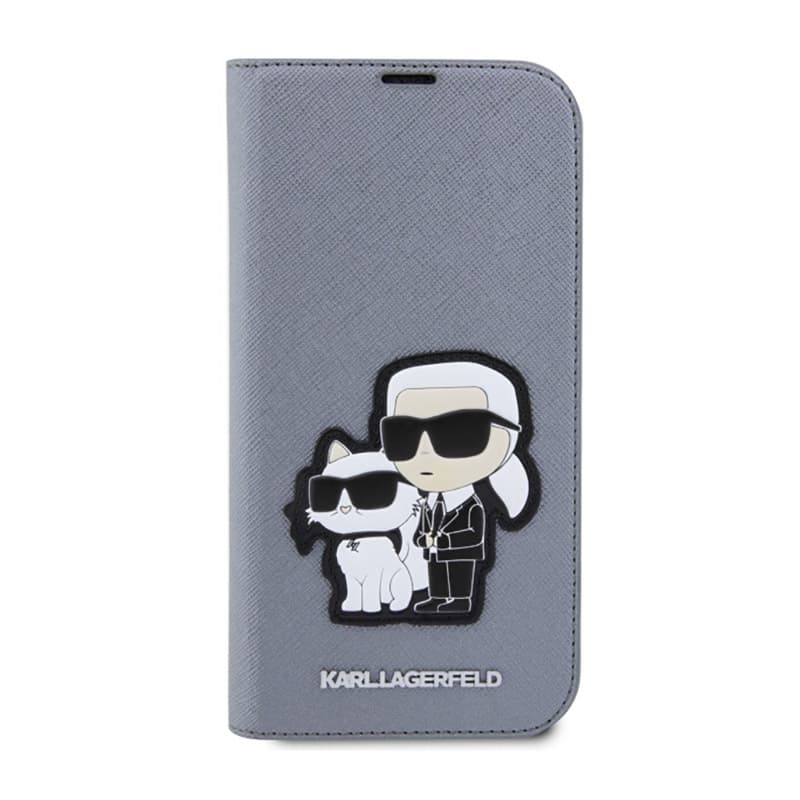 Karl Lagerfeld Booktype NFT Saffiano Karl & Choupette - Case for iPhone 14 Pro (Silver) 3