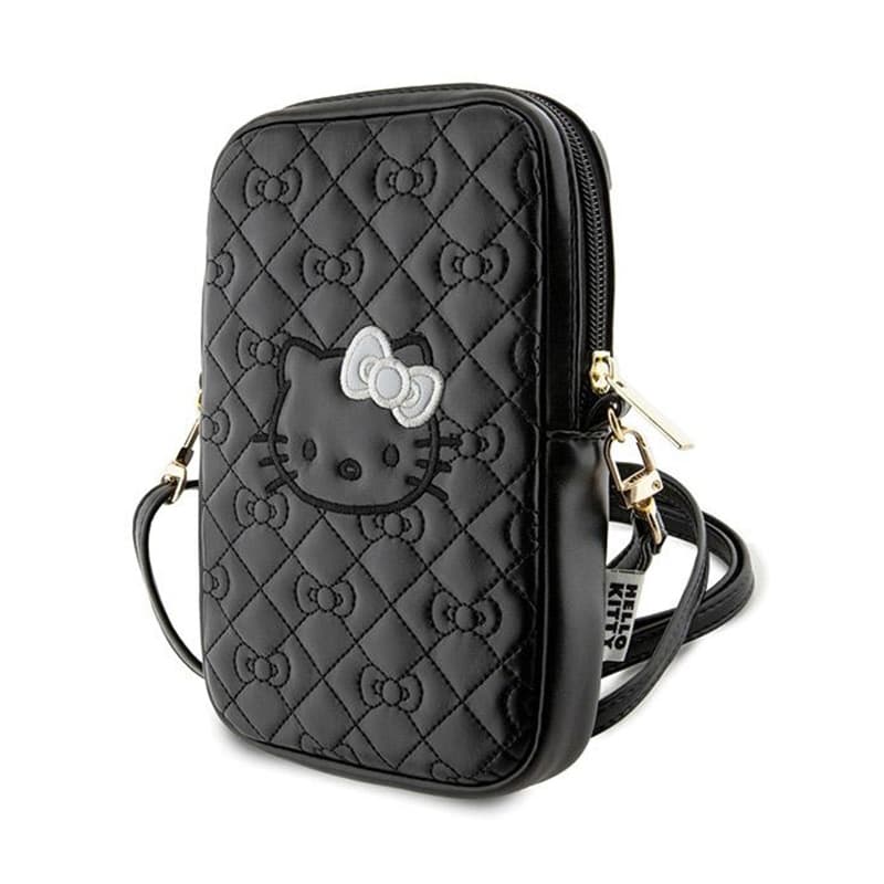 Hello Kitty Quilted Bows Strap - Crossbody bag for phone (black) 1
