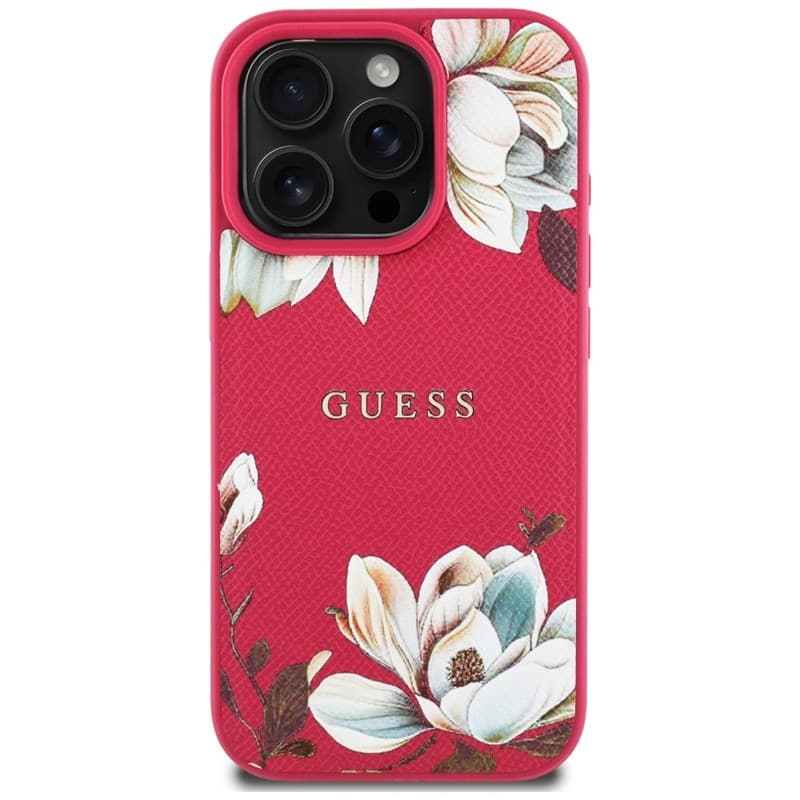 Guess Grained Printed Flower Pattern MagSafe - Case for iPhone 16 Pro Max (fuchsia) 3